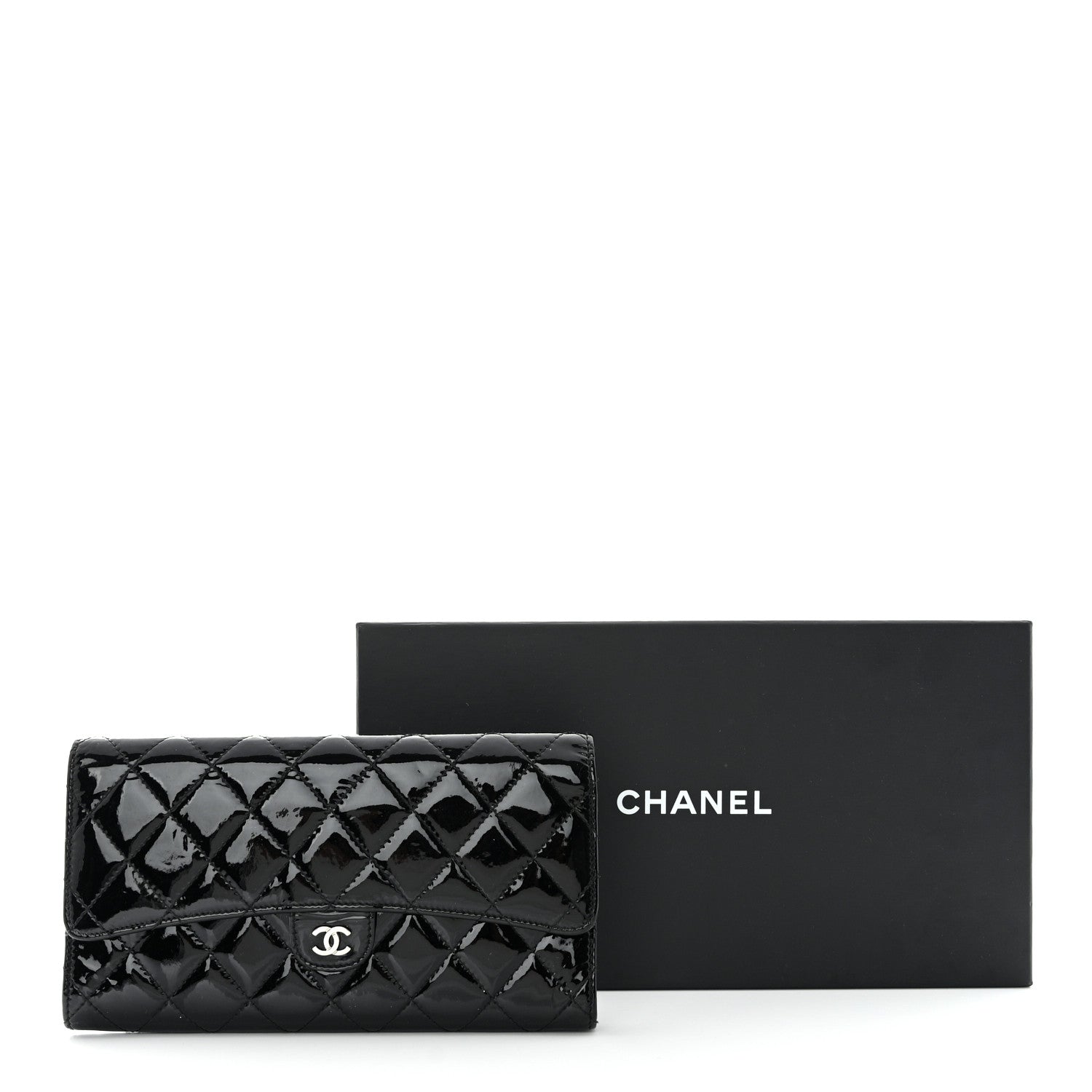 Chanel Patent Quilted Travel Wallet Black 14 of 14