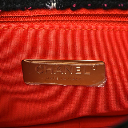 Chanel Tweed Quilted Large Chanel 19 Flap Black Orange Blue 6 of 9