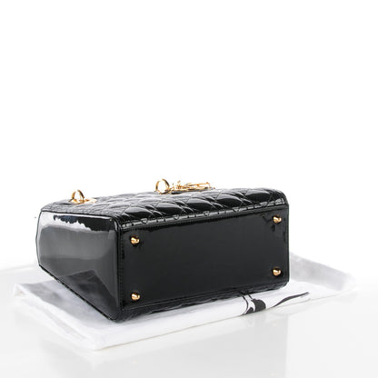 Christian Dior Patent Cannage Medium Lady Dior Black 4 of 9