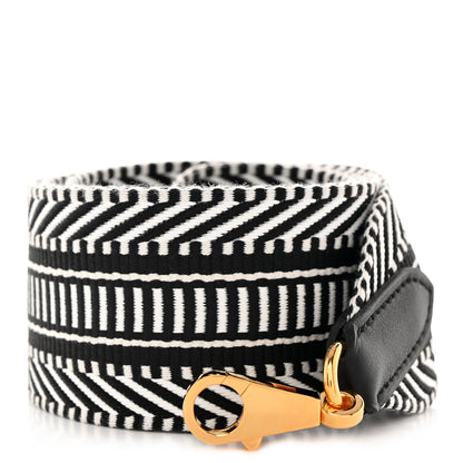 Hermes Toile Swift 50mm Sangle Cavale Shoulder Strap Black Ecru 1 of 6