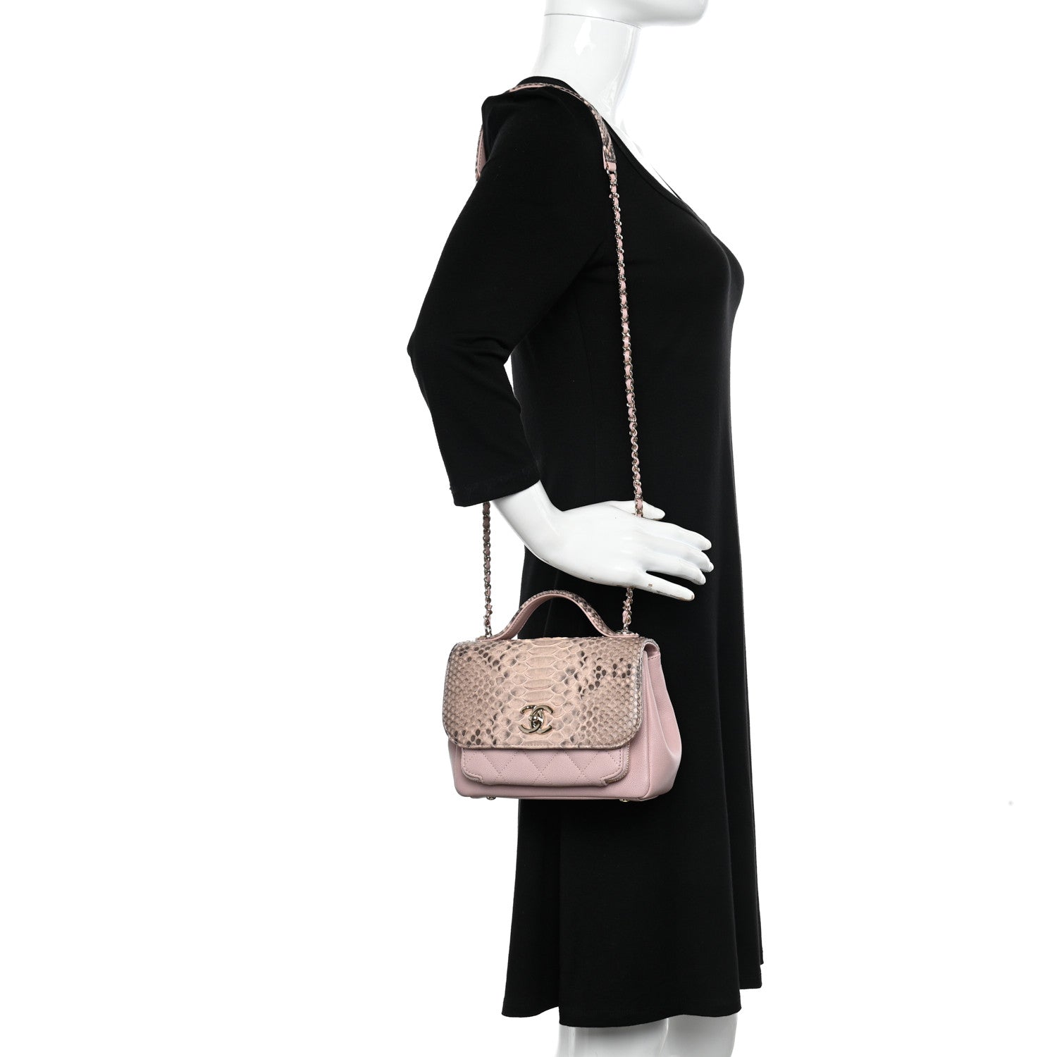 Chanel Snakeskin Caviar Quilted Small Business Affinity Flap Light Pink 2 of 11