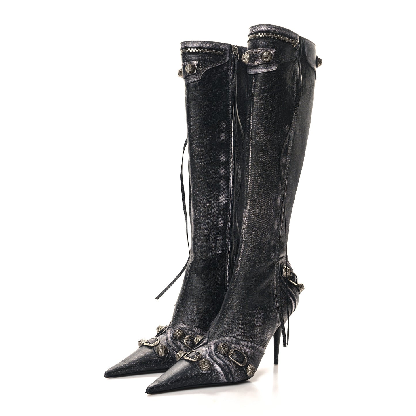 Nappa Denim Printed Cagole 90mm Boots 40 Black