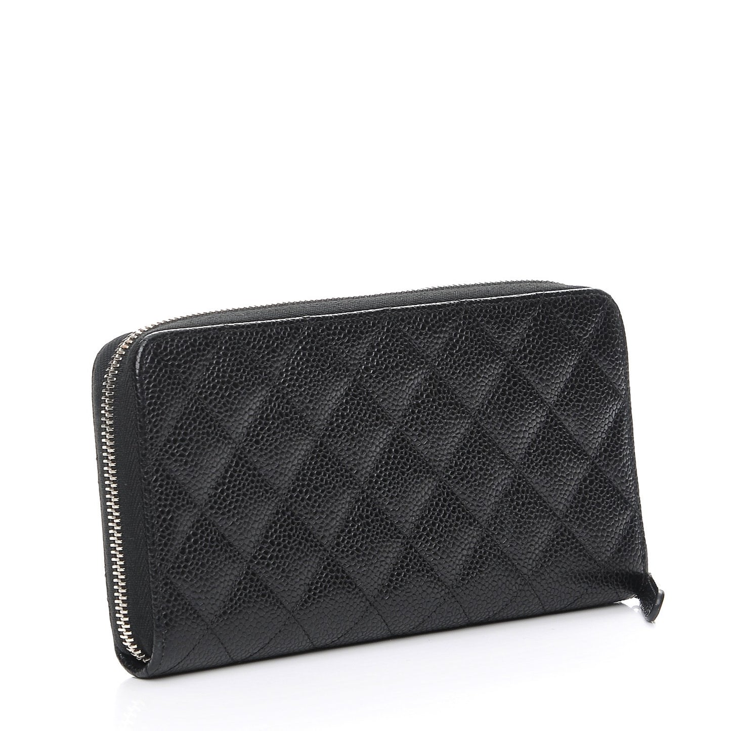 Caviar Quilted Large Gusset Zip Around Wallet Black