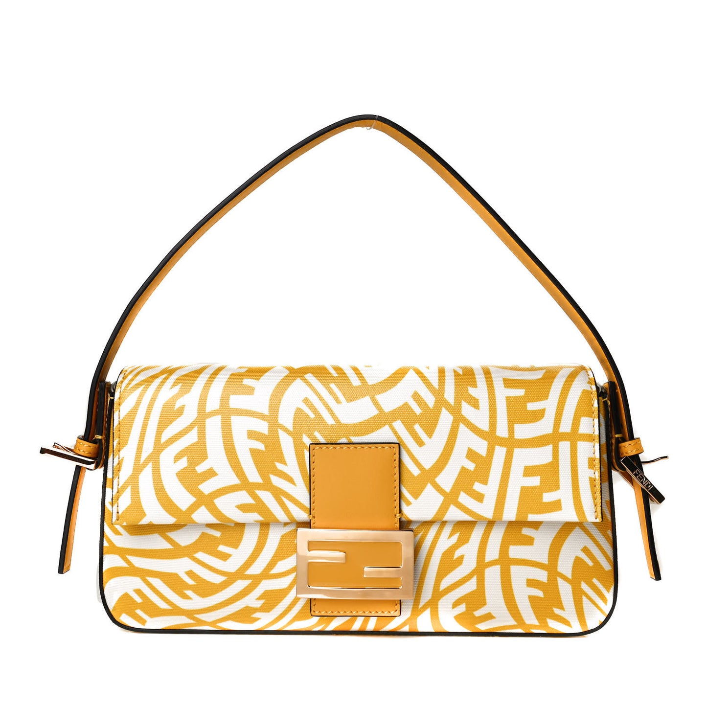 X SARAH COLEMAN Glazed Canvas Vitello King FF Vertigo Baguette 1997 Mimosa White