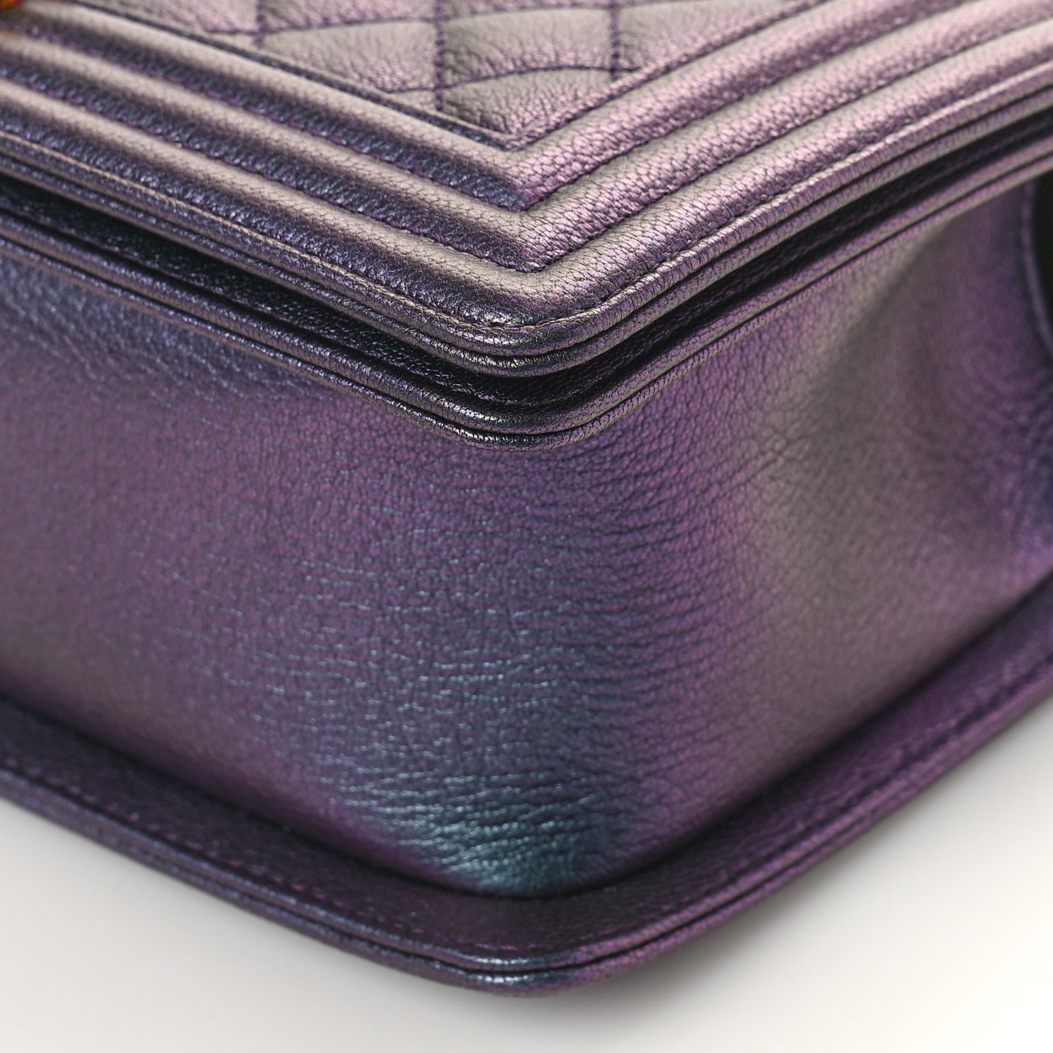 Chanel Iridescent Goatskin Quilted Medium Boy Flap Purple 9 of 9