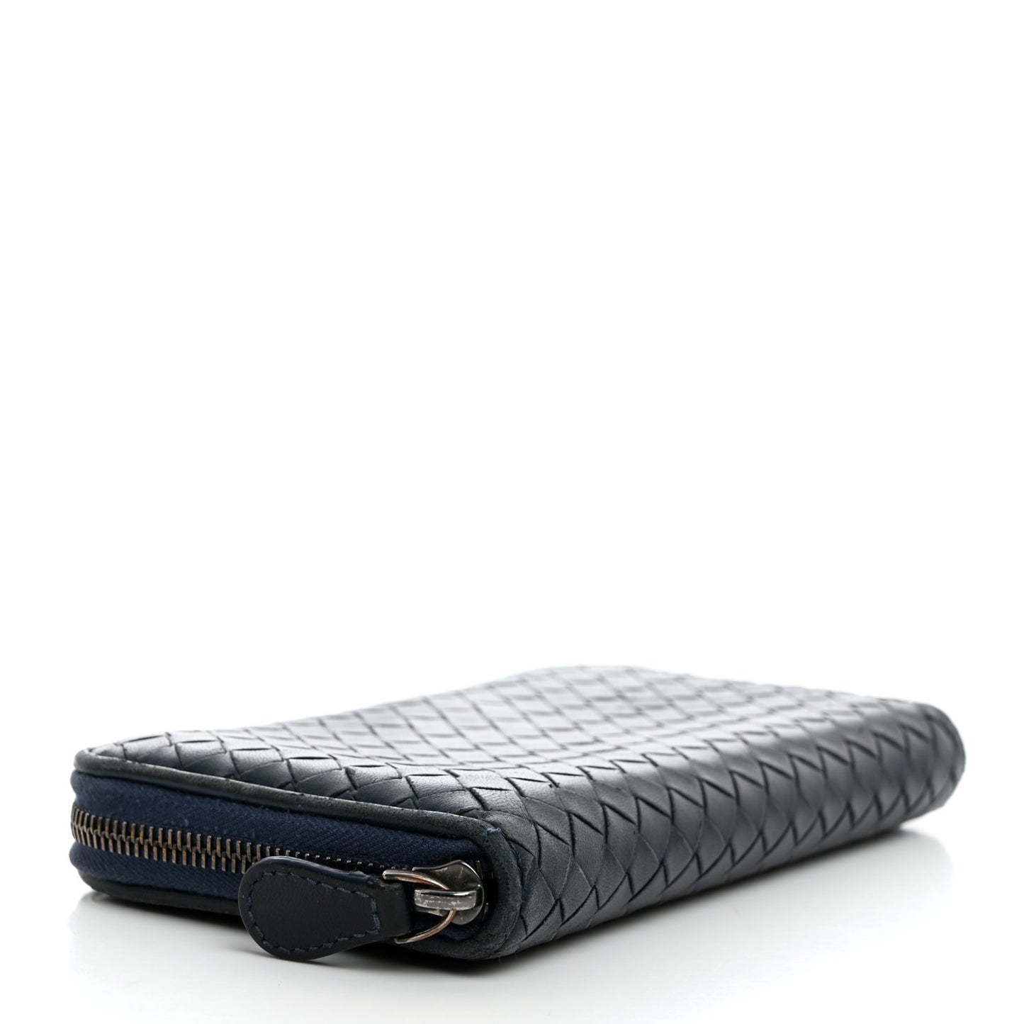 Nappa Intrecciato Zip Around Wallet Blue
