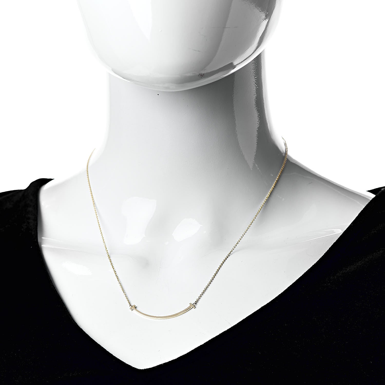 Tiffany 18K Yellow Gold Small T Smile Pendant Necklace 2 of 5