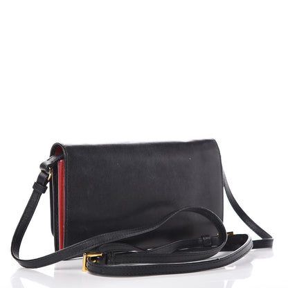 Prada Soft Calf Crossbody Wallet Black Fuoco 3 of 13