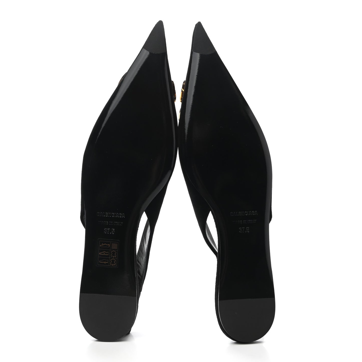 Velvet BB Knife Pointy Toe Slingback Flats 37.5 Black