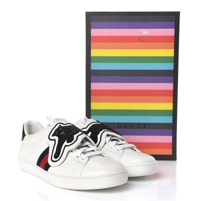 Gucci Calfskin Ayers Crystal Panther Embroidered Womens Ace Sneakers 39 White 9 of 9