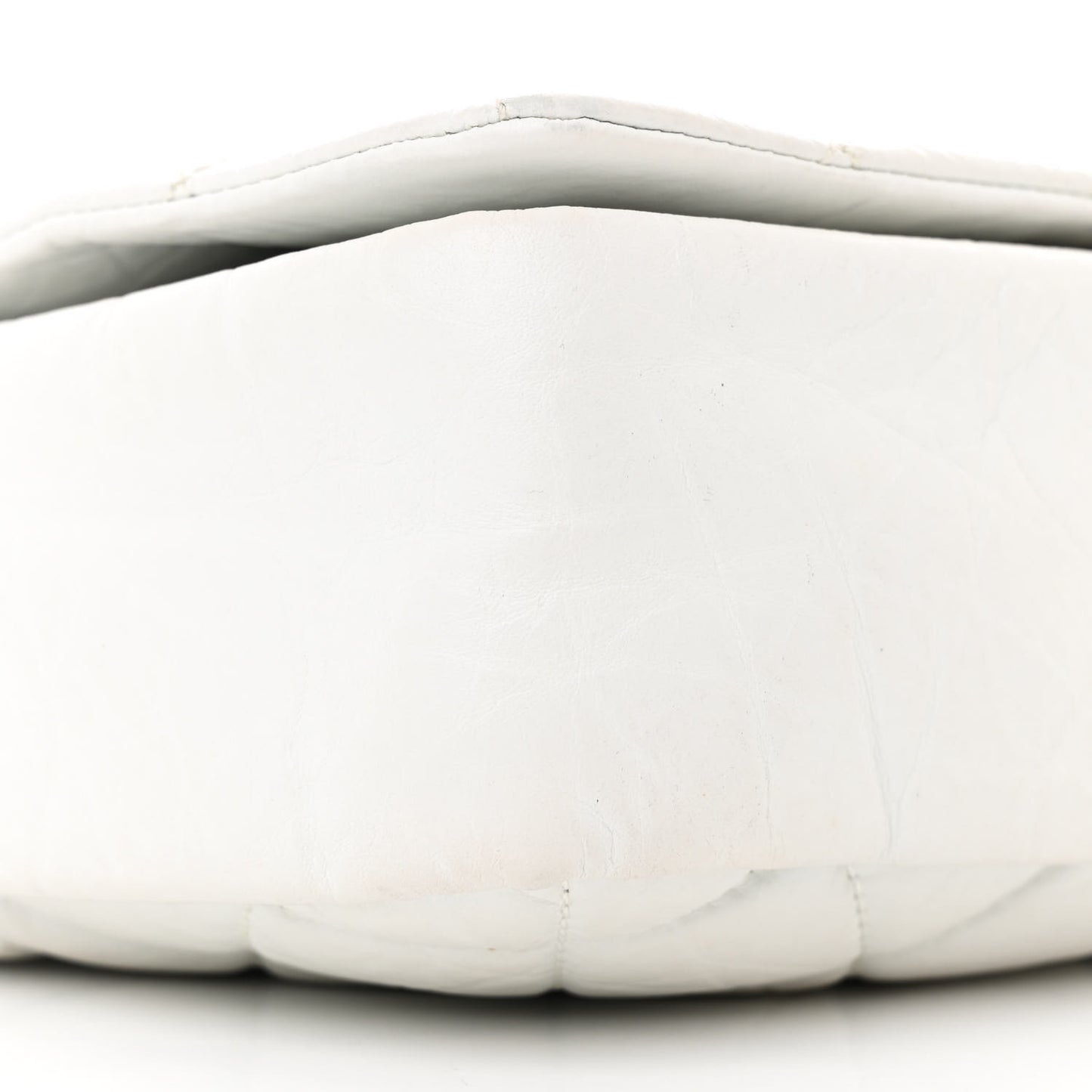 Aged Calfskin Quilted Medium Pondichery Flap White