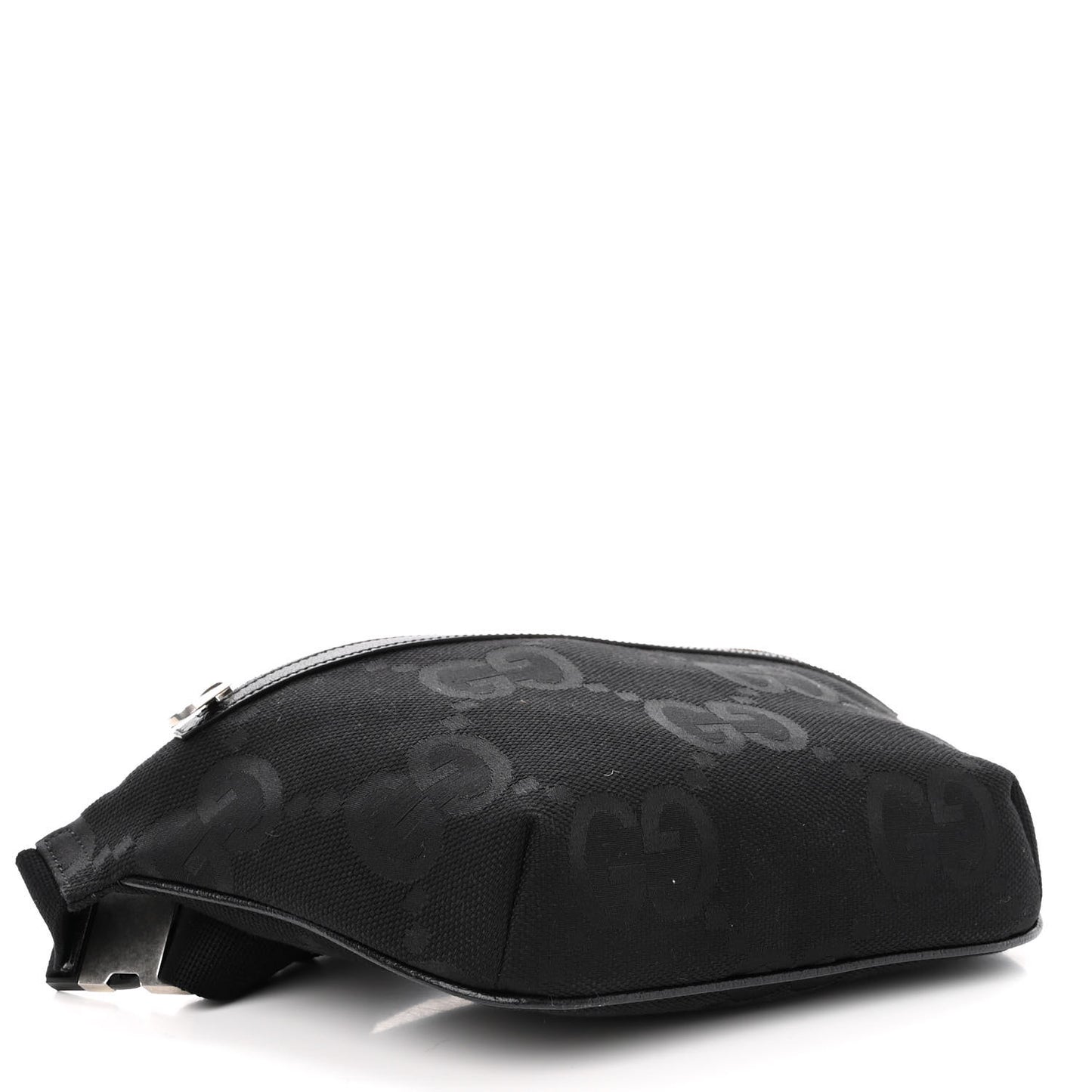 Monogram Jumbo GG Textured Dollar Calfskin Web Belt Bag Black