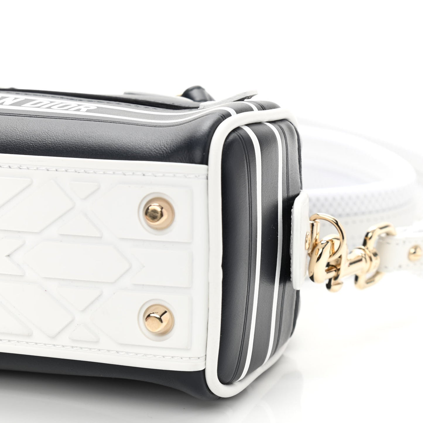 Calfskin Micro Dior Vibe Zip Bowling Bag Blue White