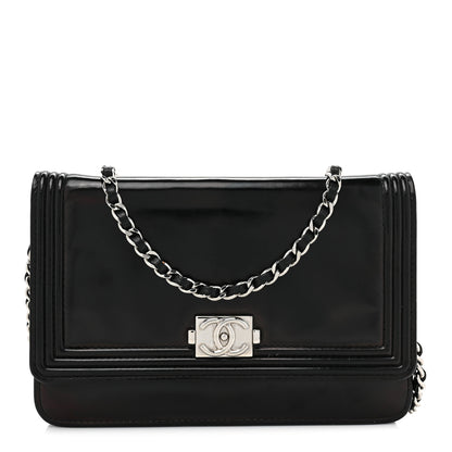 Chanel Glazed Calfskin Boy Wallet On Chain WOC Black 1 of 16
