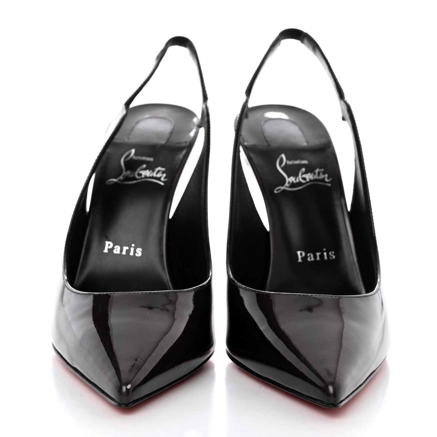 Christian Louboutin Metallic Patent Psychic Hot Chick Slingback 100 Pumps 39.5 Black 2 of 8