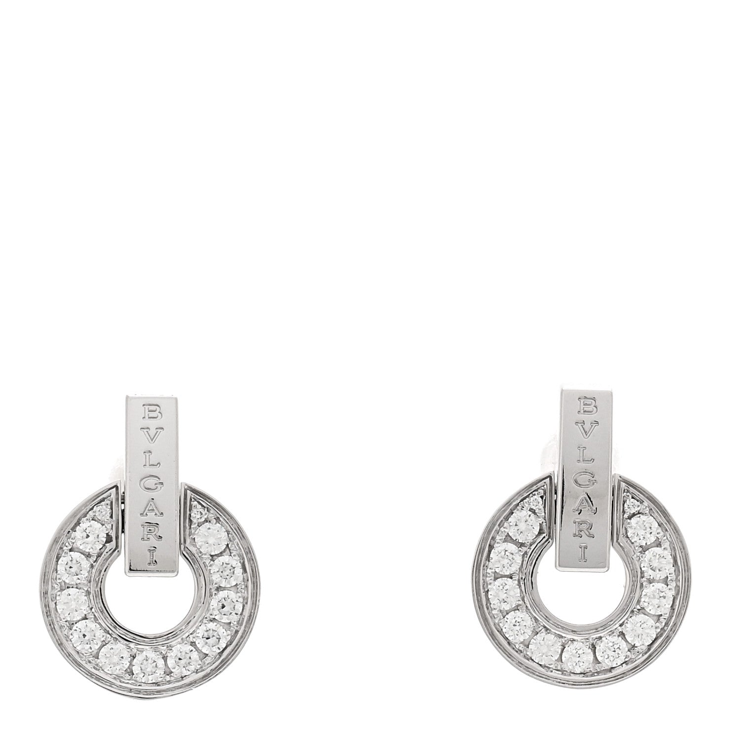 Bulgari 18K White Gold Diamond BVLGARI BVLGARI Openwork Earrings 1 of 4