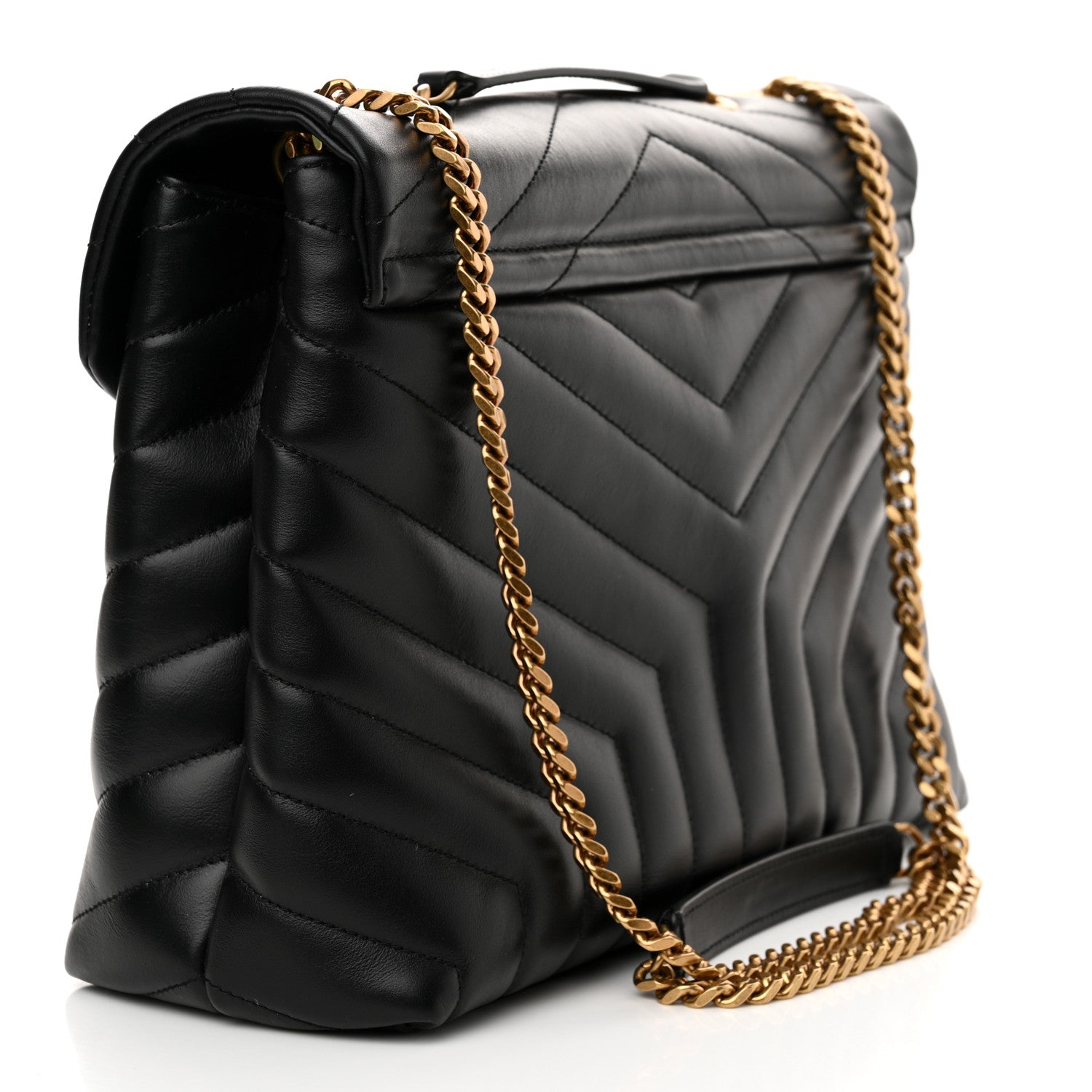 Saint Laurent Calfskin Y Quilted Monogram Medium Loulou Chain Satchel Black 2 of 9
