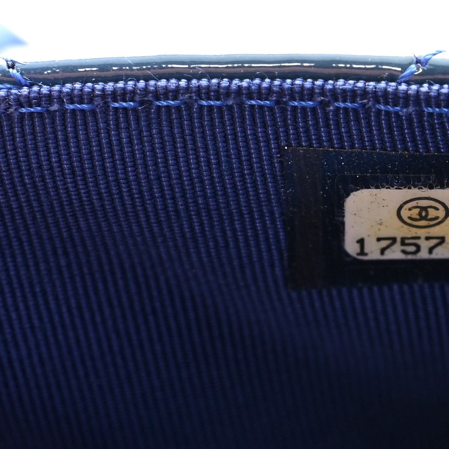 Patent Quilted Wallet On Chain WOC Blue