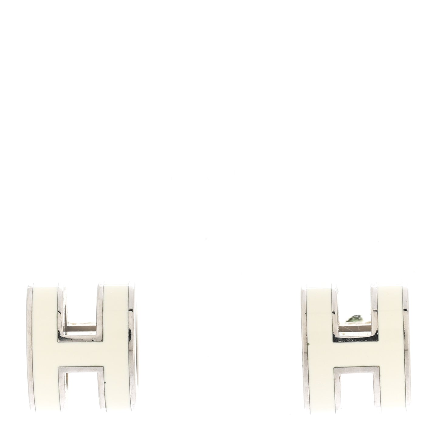 Palladium Lacquered Mini Pop H Earrings White