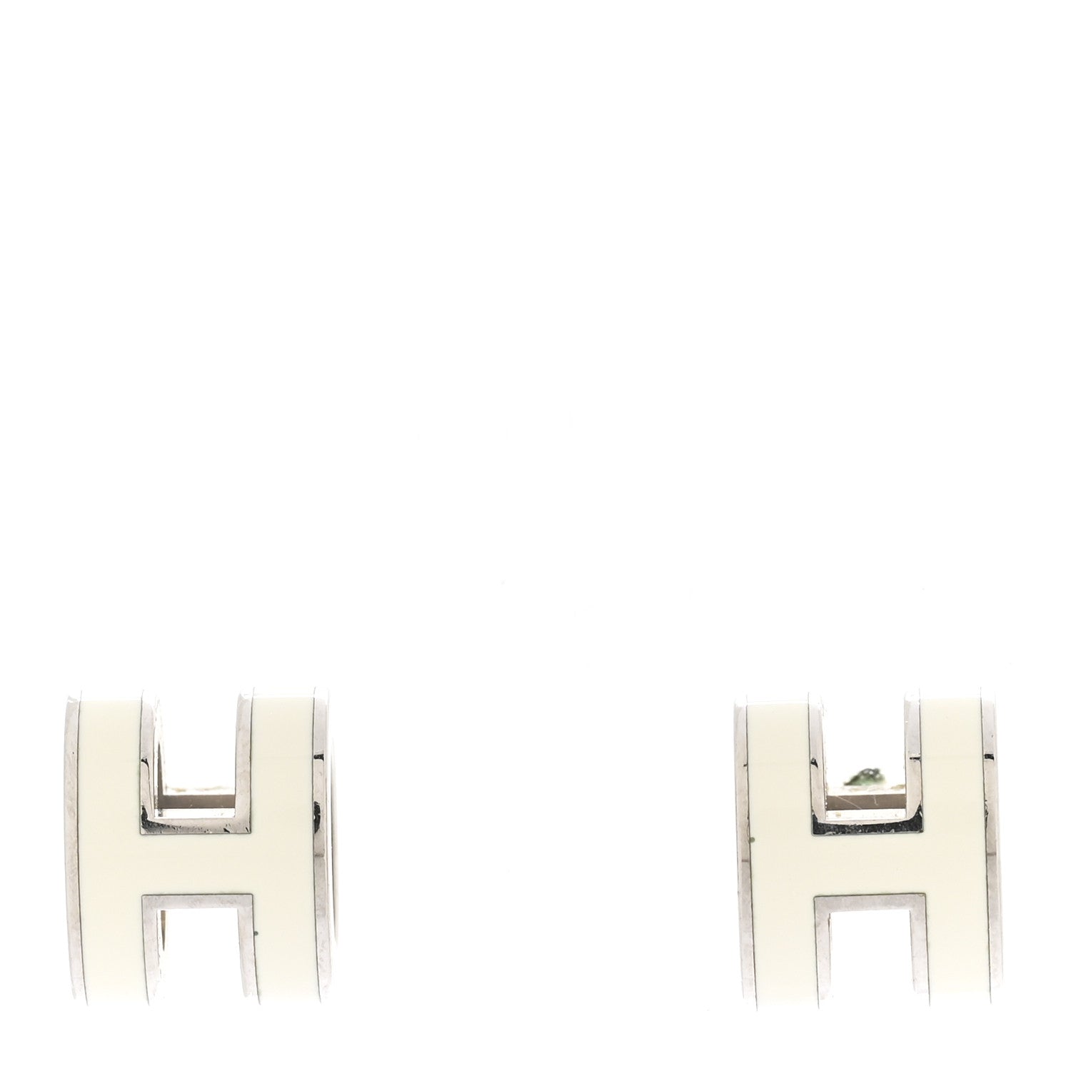 Hermes Palladium Lacquered Mini Pop H Earrings White 1 of 5