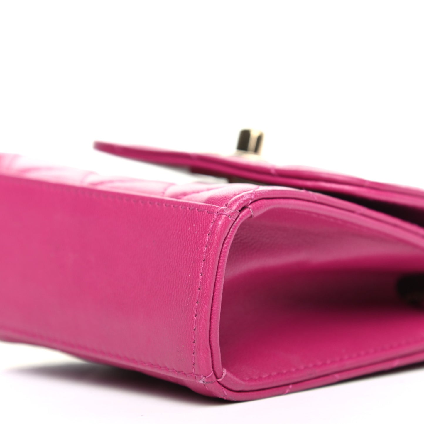 Lambskin Quilted Mini Trendy CC Clutch With Chain Fuchsia