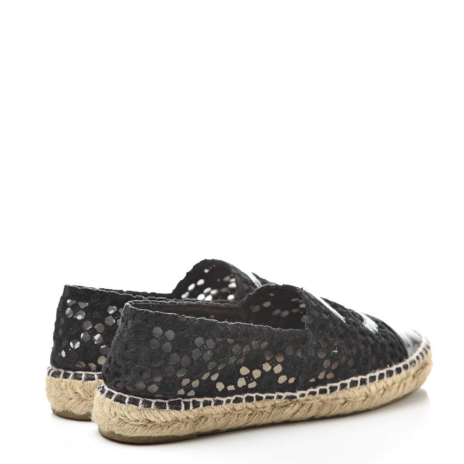 Chanel Lace Patent CC Espadrilles 37 Black 4 of 11