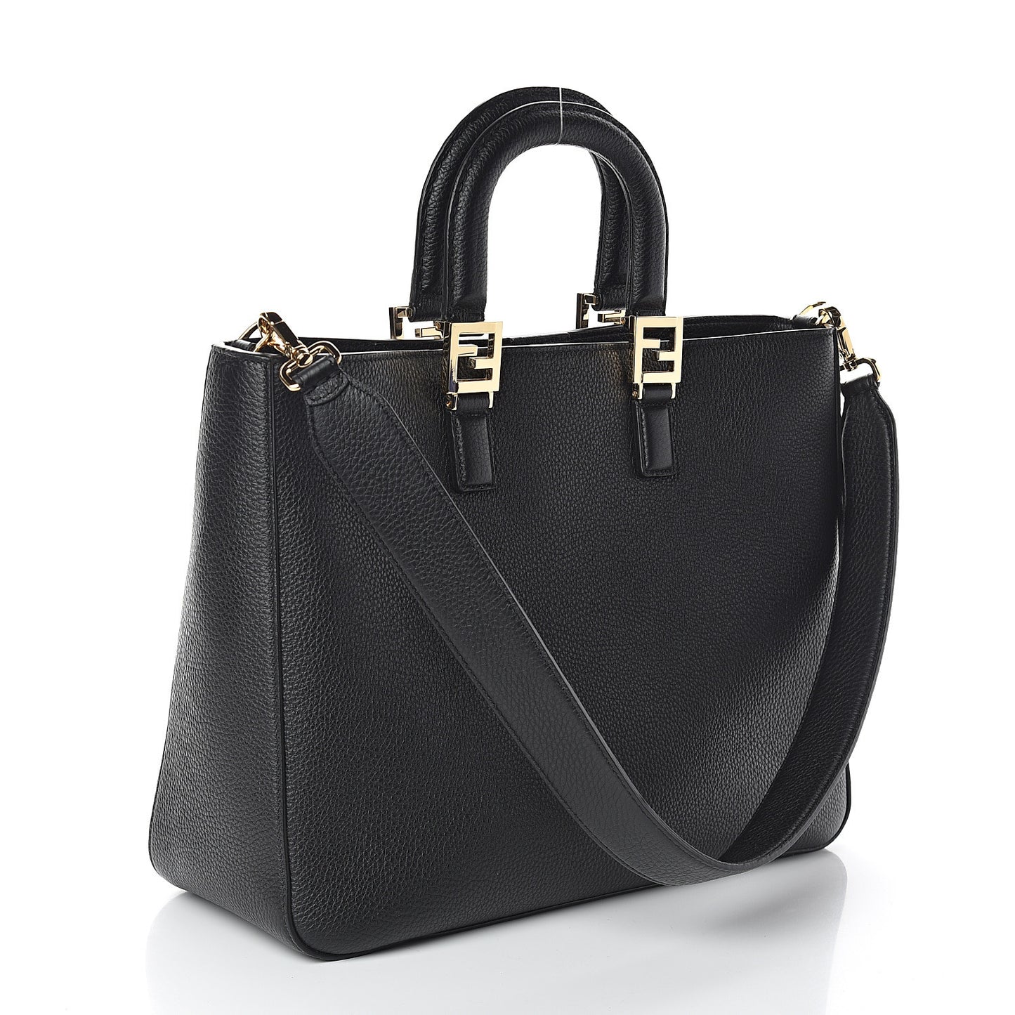 Cuoio Romano Selleria Medium FF Tote Black
