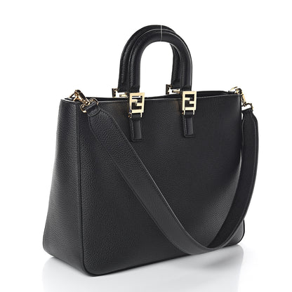 Fendi Cuoio Romano Selleria Medium FF Tote Black 2 of 7