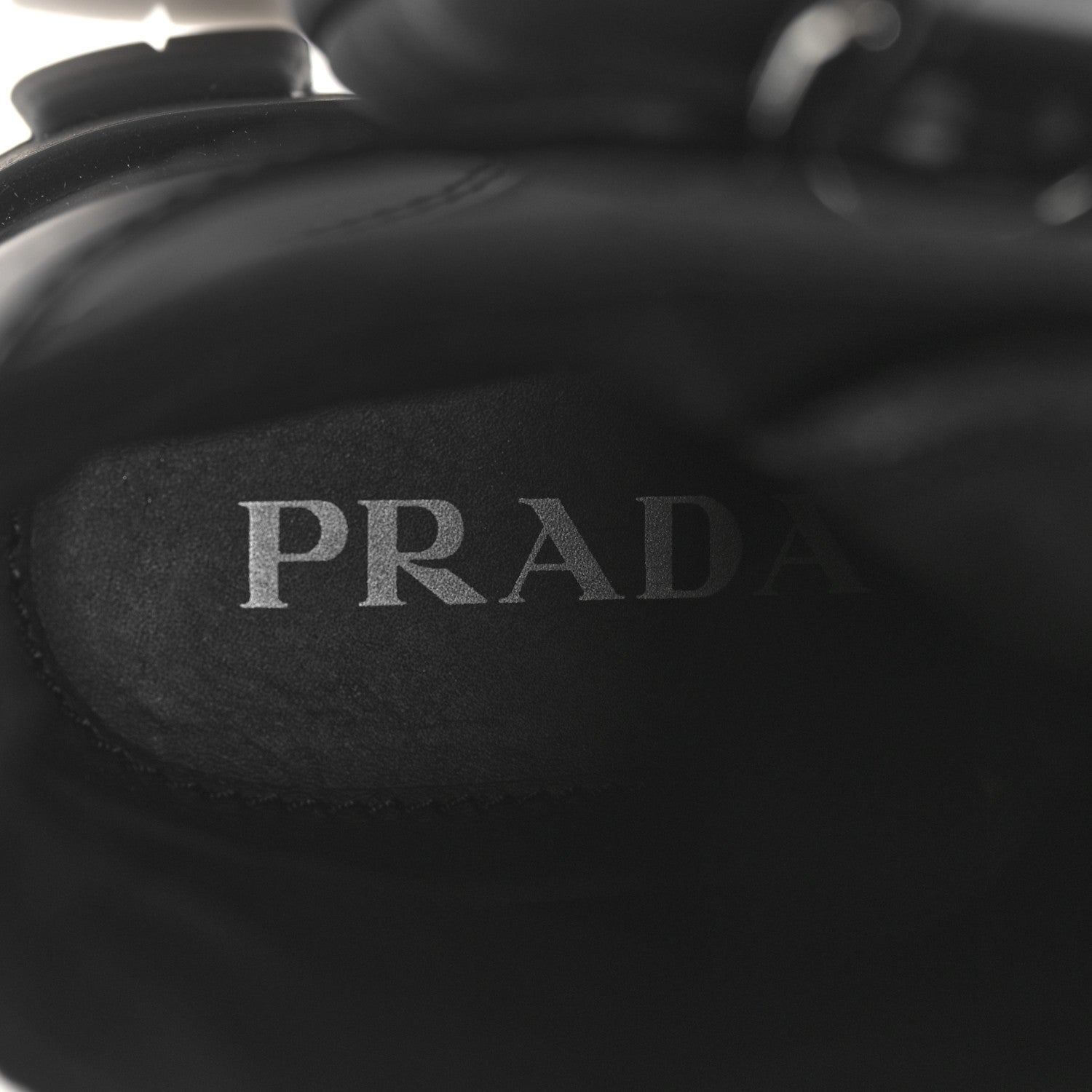 Prada Spazzolato Rois Re-Nylon Metal Triangle Logo Monolith Pouch Pocket 55mm Boots 39.5 Black 9 of 9