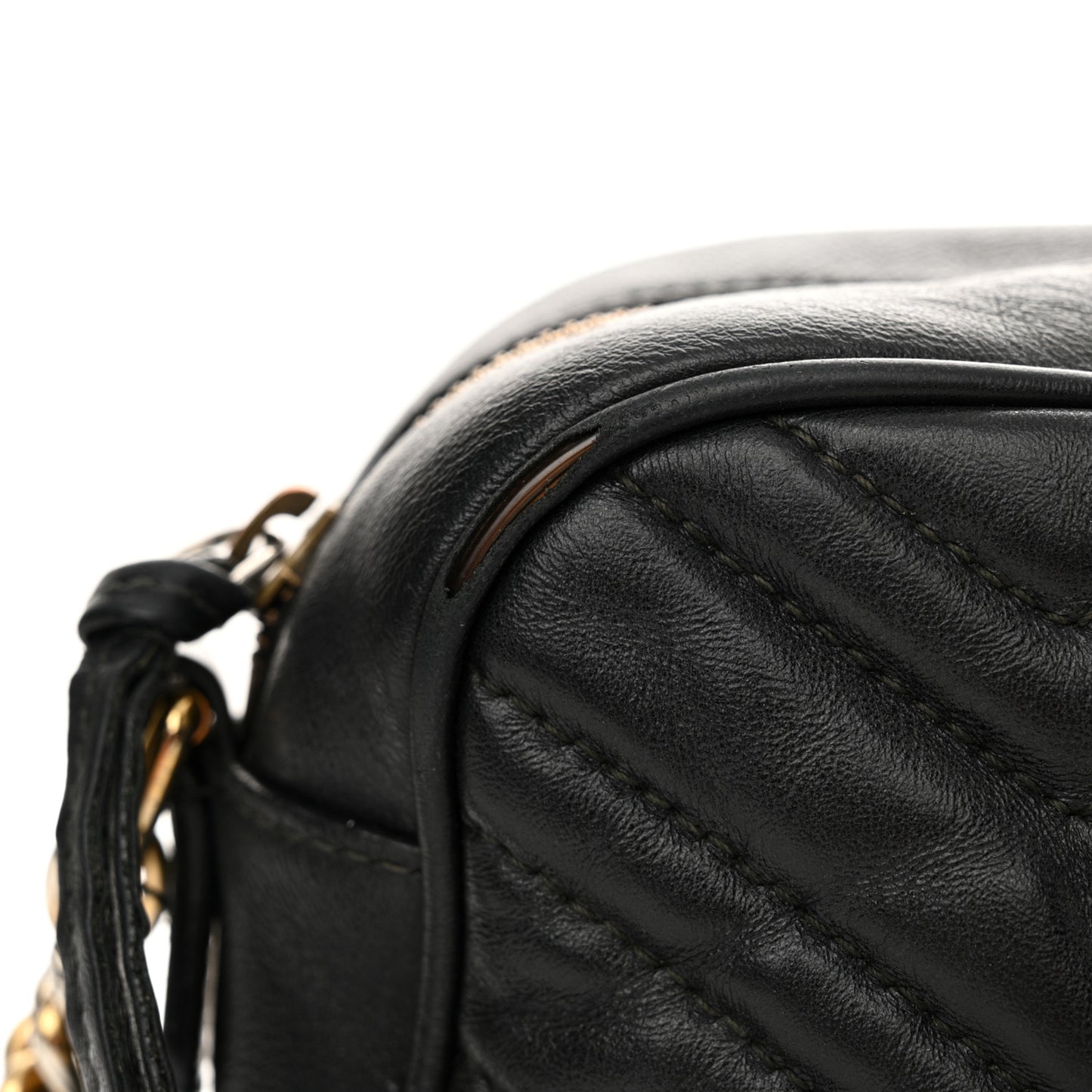 Calfskin Matelasse Small GG Marmont Chain Shoulder Bag Black