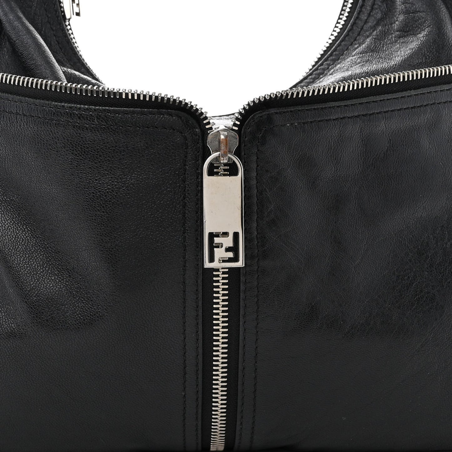 Sheepskin Zipper Hobo Black