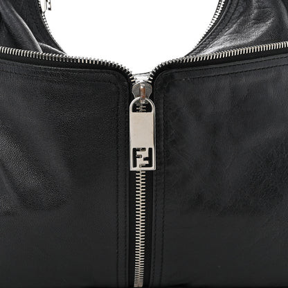 Fendi Sheepskin Zipper Hobo Black 9 of 12
