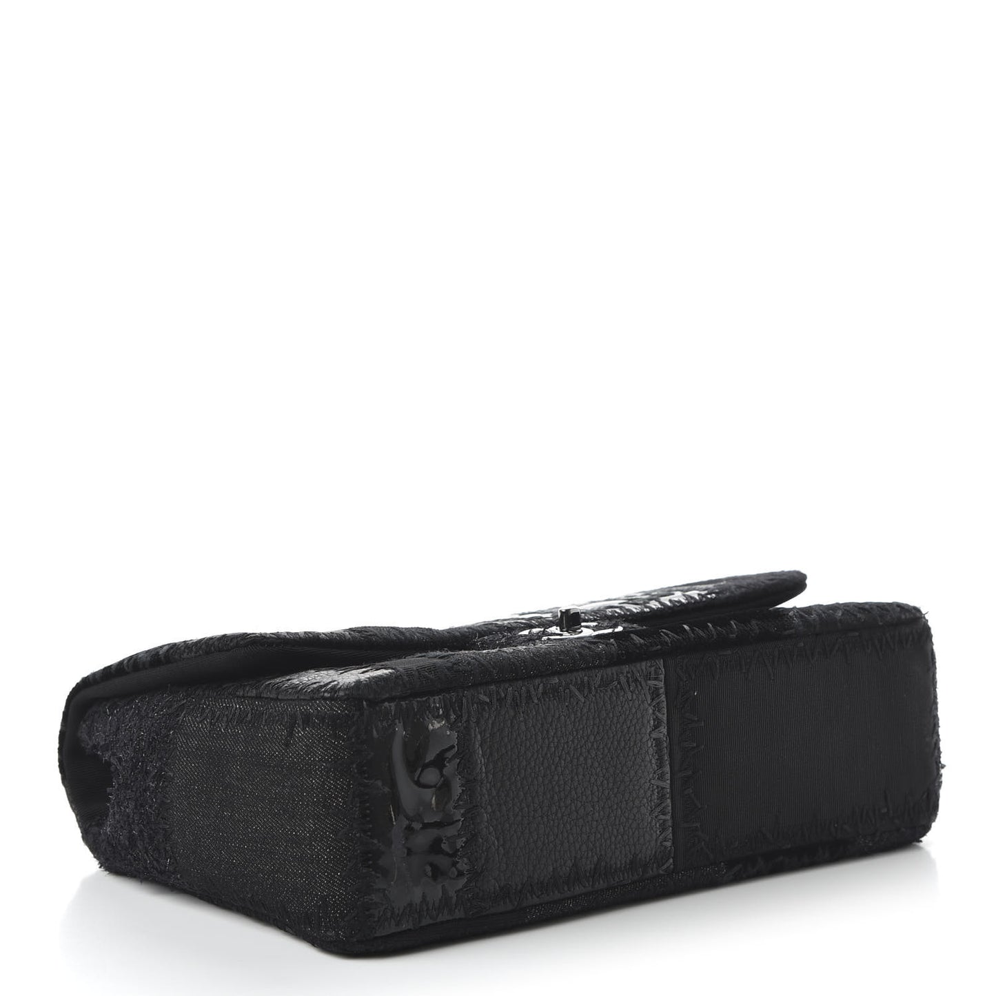 Tweed Patchwork Jumbo Single Flap Black