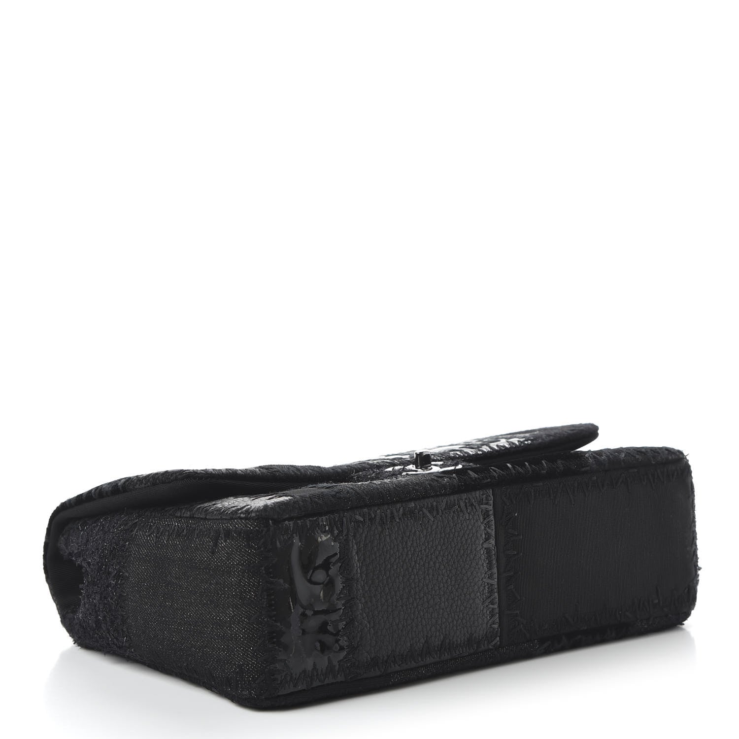 Chanel Tweed Patchwork Jumbo Single Flap Black 4 of 10