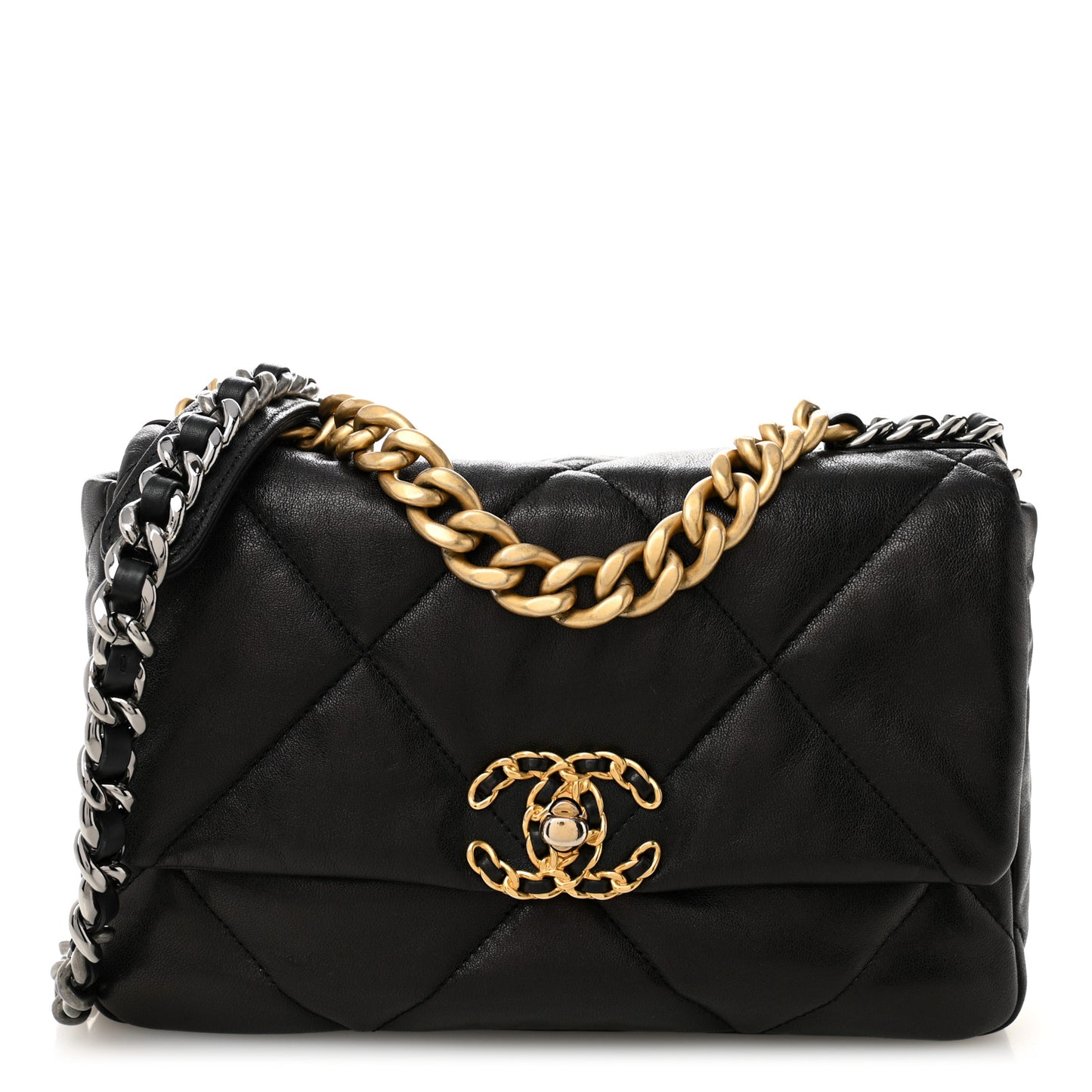 Lambskin Quilted Medium Chanel 19 Flap Black