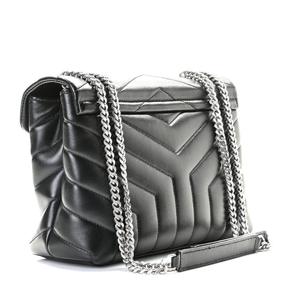 Saint Laurent Calfskin Y Quilted Monogram Small Loulou Chain Satchel Black 3 of 10