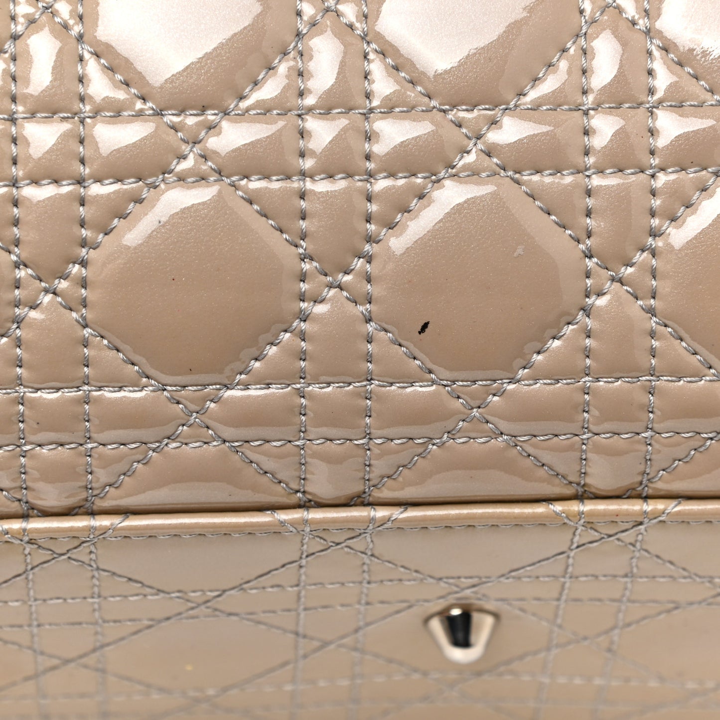 Patent Cannage Large Dior Soft Shopping Tote Beige