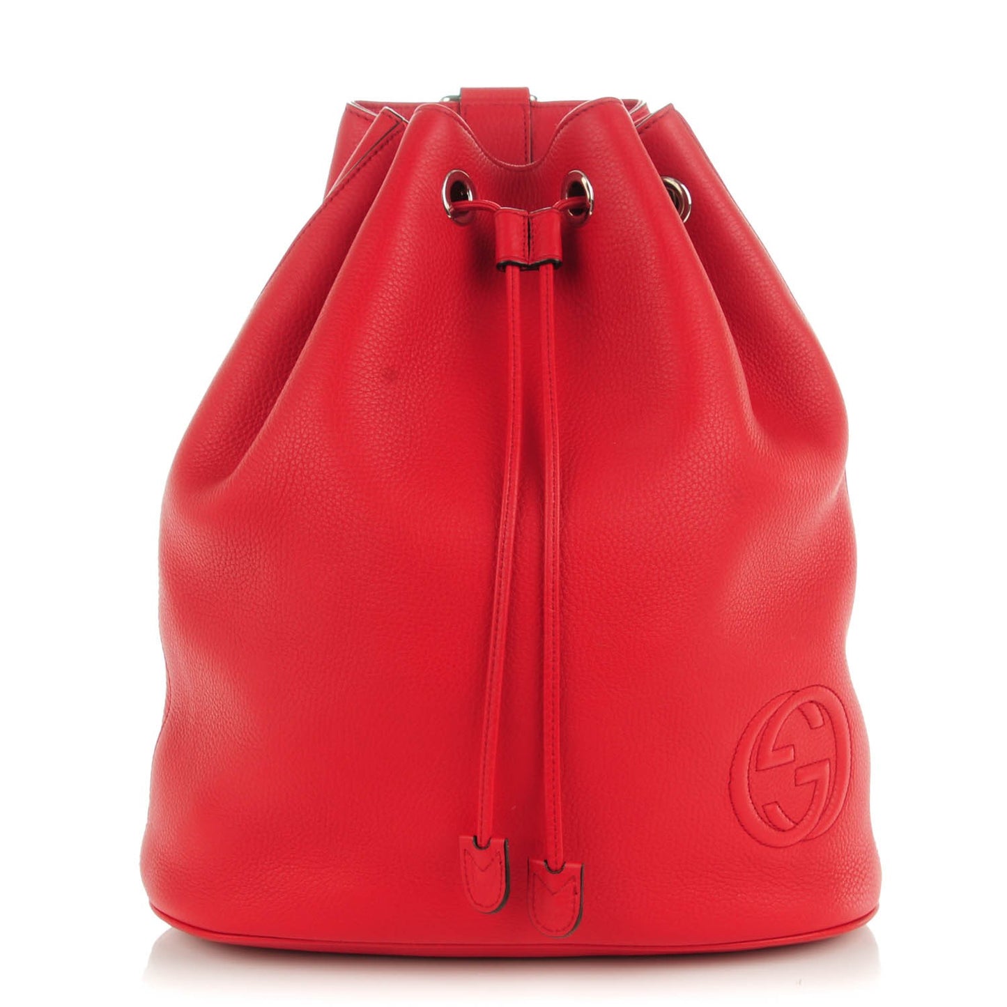 Pebbled Calfskin Small Soho Drawstring Backpack Tabasco Red