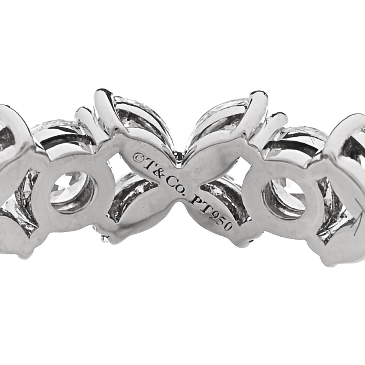Tiffany Platinum Diamond Victoria Alternating Band Ring 55 7.25 4 of 5