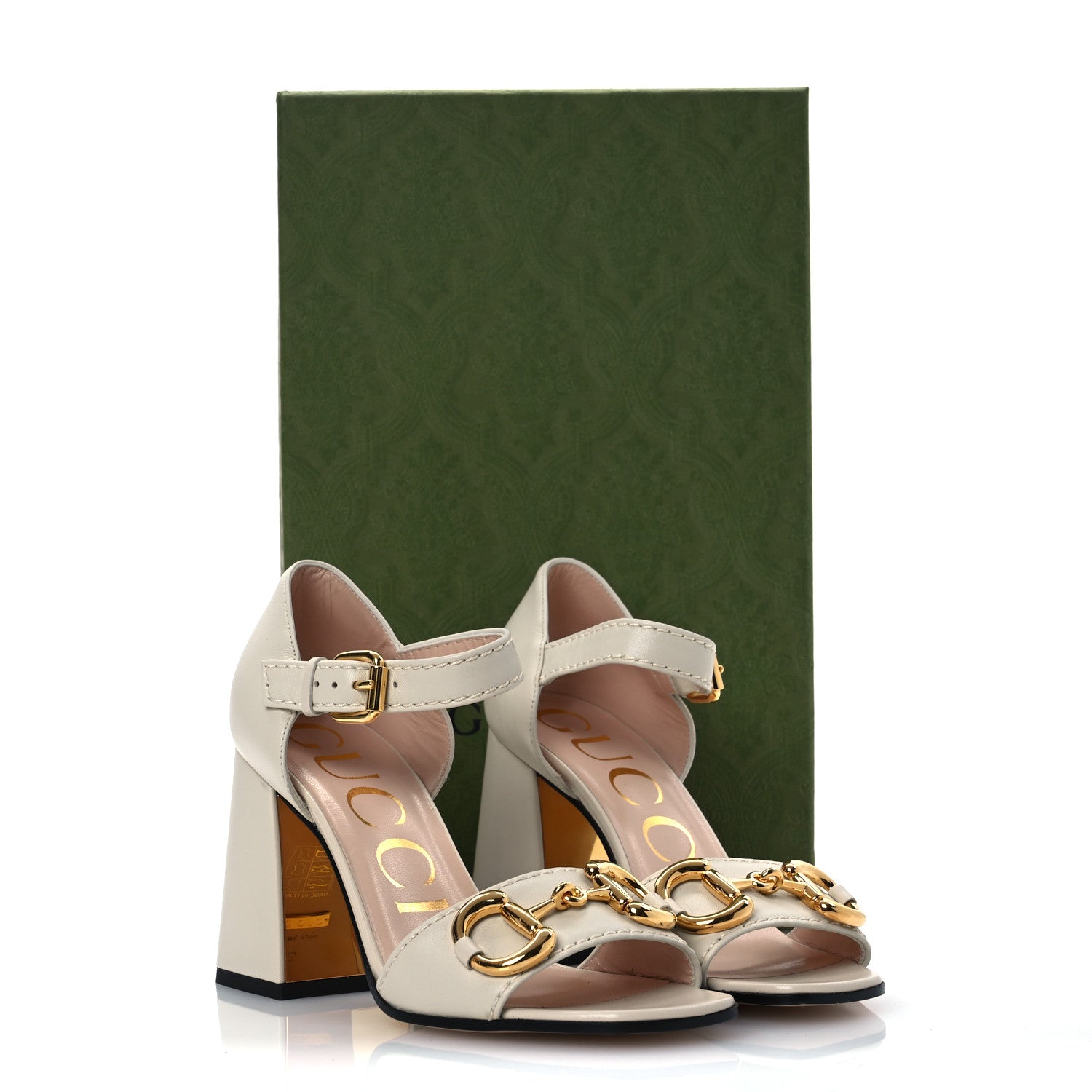 Gucci Nappa Horsebit Cross Strap 95mm Sandals 35 Mystic White 14 of 14