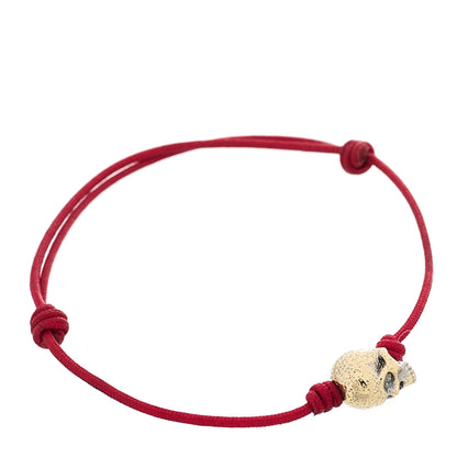 David Yurman 18K Yellow Gold Skull Cord Bracelet Red 1 of 3