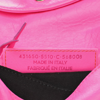 Balenciaga Agneau Classic Silver Hardware Mini Envelope Strap Clutch Rose Fluo 8 of 10