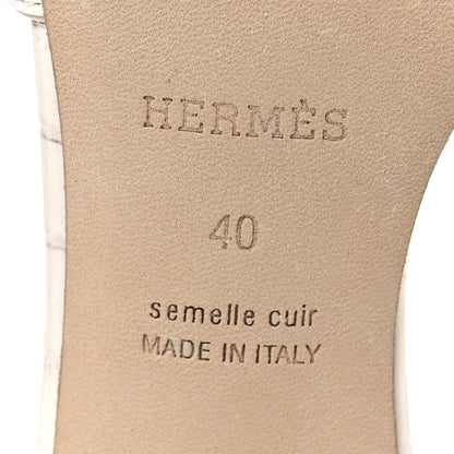 Hermes Matte Niloticus Crocodile Himalaya Oasis Sandals 40 White 8 of 11
