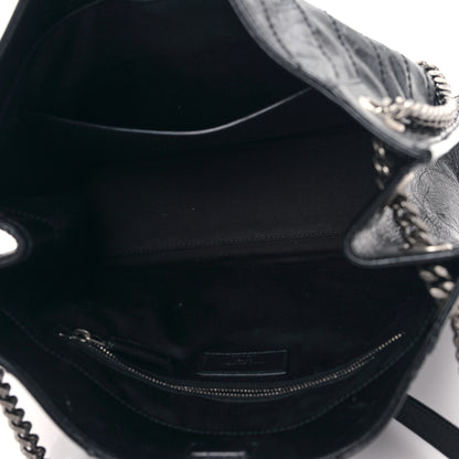 Saint Laurent Crinkled Calfskin Matelasse Monogram Medium Niki Shopper Tote Black 5 of 8