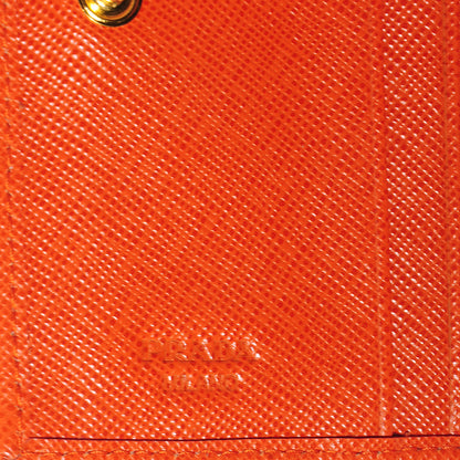 Prada Saffiano Metal Bi-Fold Wallet Papaya 6 of 8