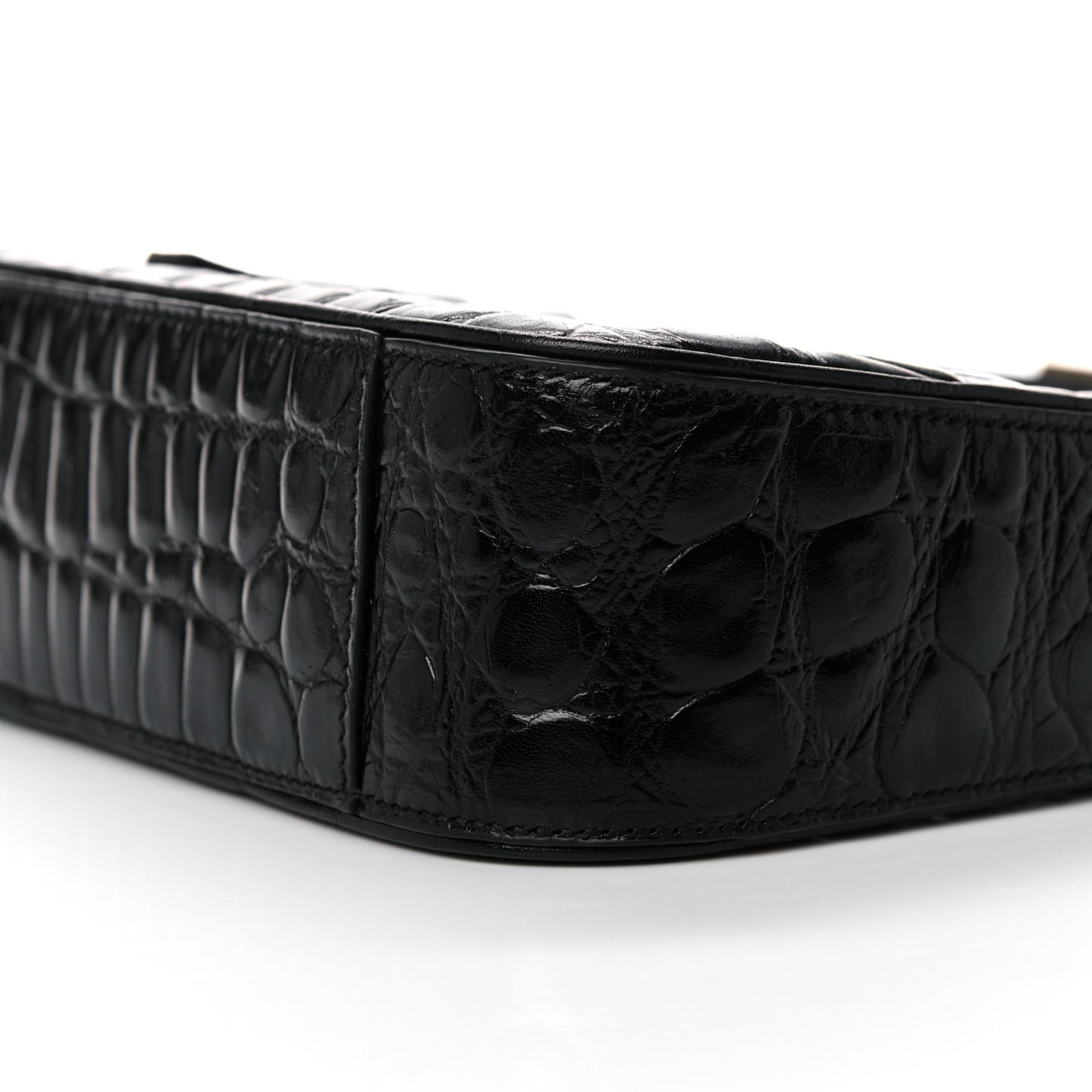 Calfskin Crocodile Embossed Le 5 A 7 Hobo Black