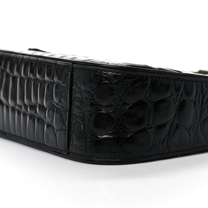 Saint Laurent Calfskin Crocodile Embossed Le 5 A 7 Hobo Black 9 of 9