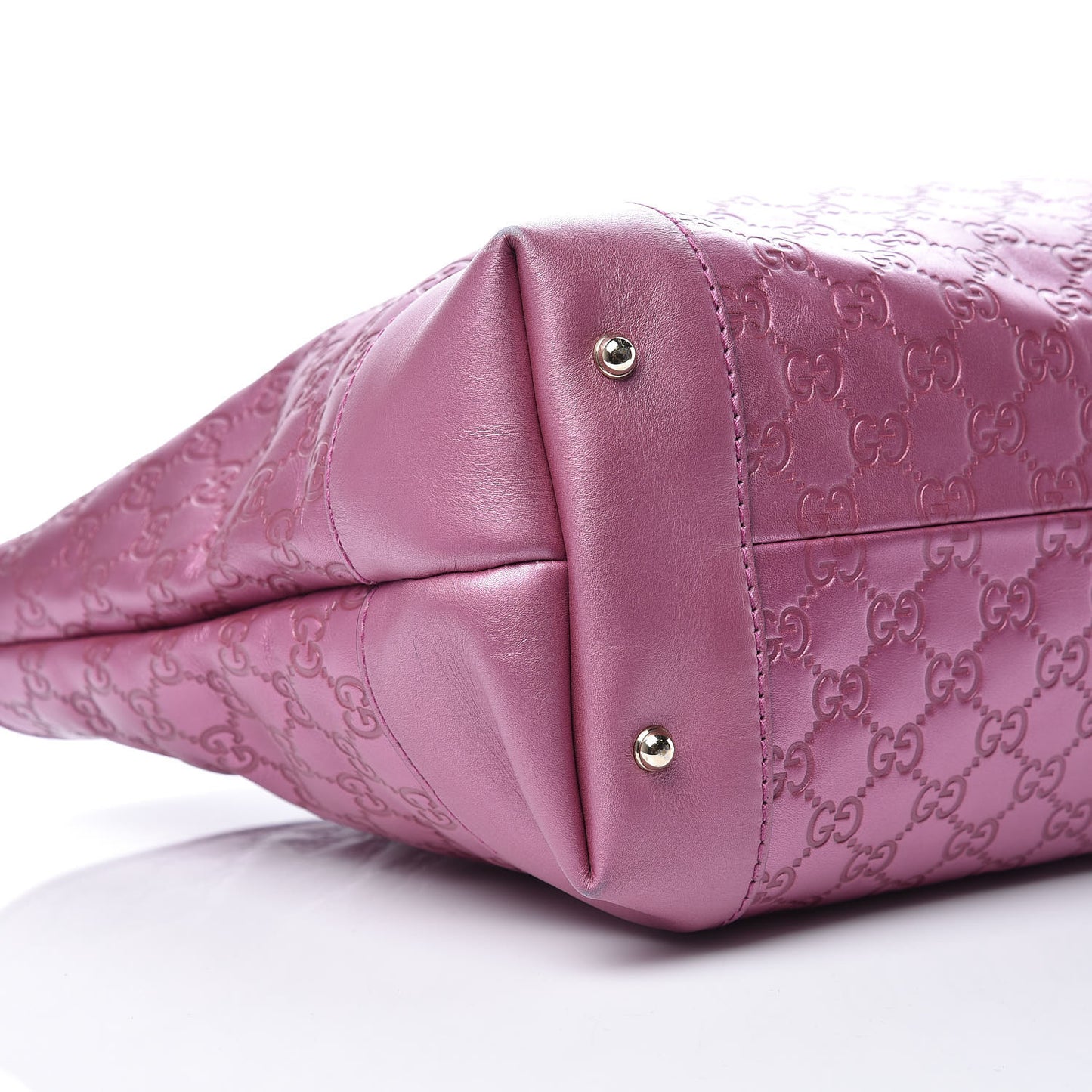 Metallic Soft Guccissima Large Heart Bit Charm Top Handle Tote Fresia Rose