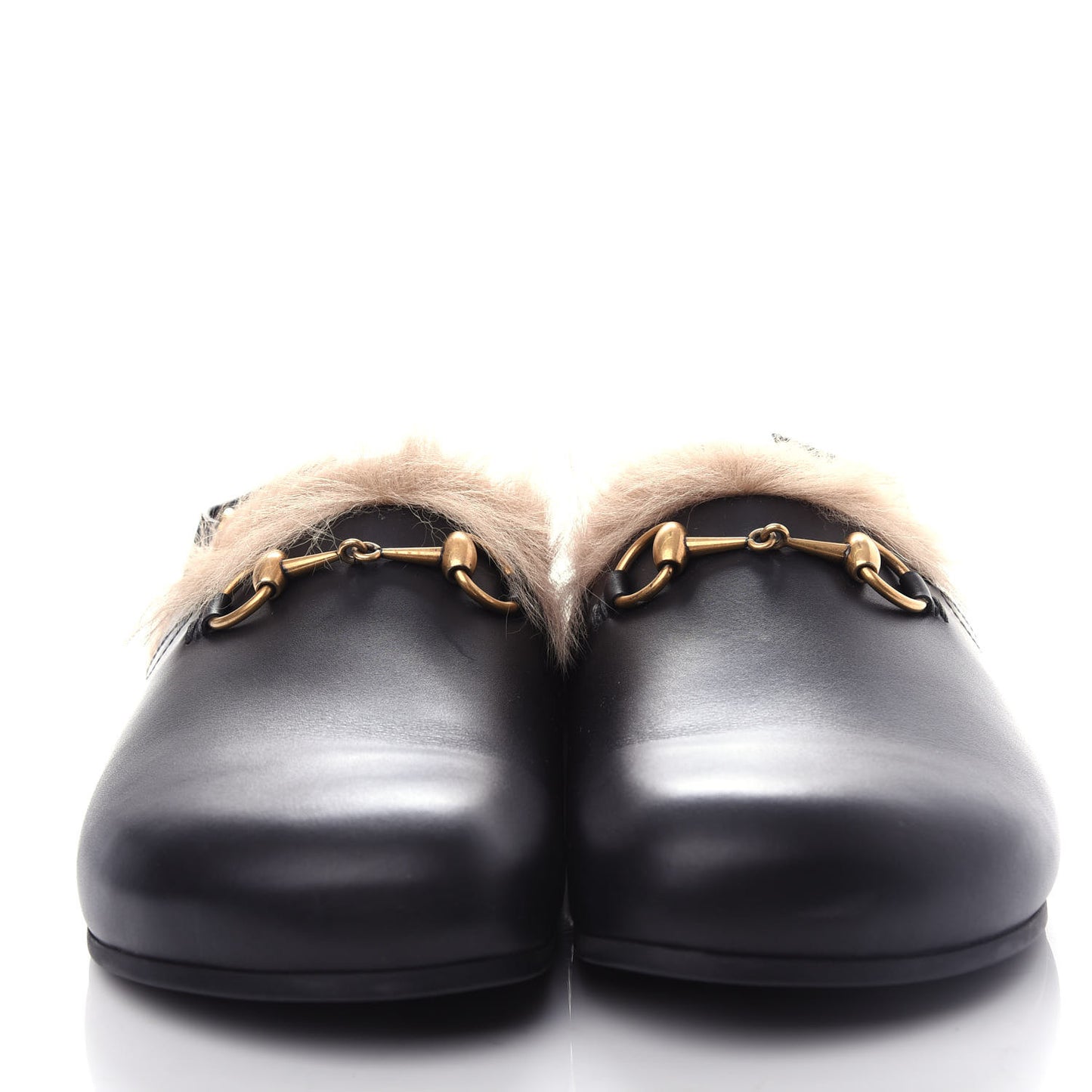 Calfskin Fur Mens Horsebit River Slingback Slippers 8.5 Black