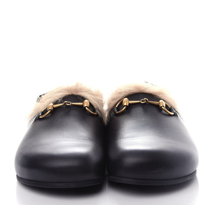 Gucci Calfskin Fur Mens Horsebit River Slingback Slippers 8.5 Black 5 of 10
